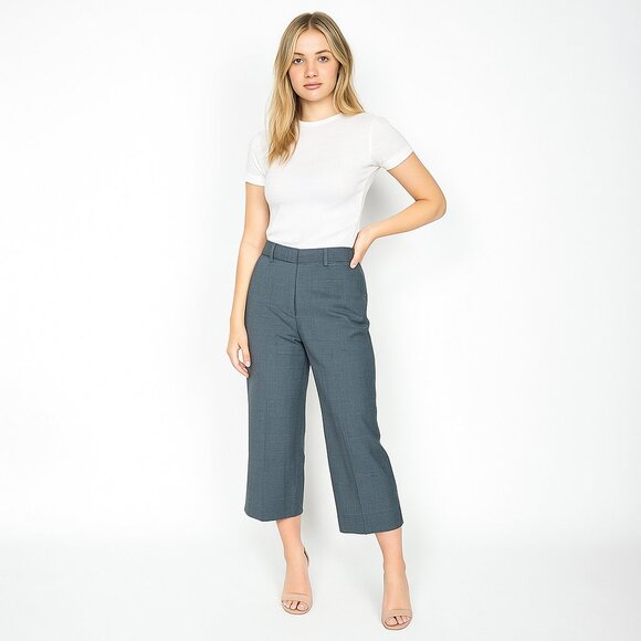 2/$30 White House Black Market Crop Wide Leg Slack Pants High Rise Gray 4 #A0138 - Picture 1 of 8